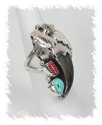 Navajo Sterling Silver Bearclaw ring