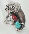 Native American Indian sterling silver bear claw ring