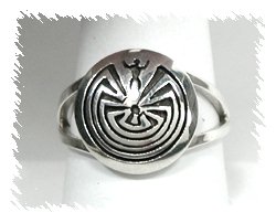 Navajo Sterling Silver overlay Man in a Maze ring