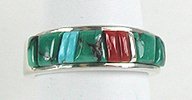 Sterling Silver Navajo turquoise cobblestone inlay Ring