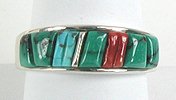 Sterling Silver Navajo turquoise cobblestone inlay Ring
