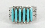 Native American Zuni turquoise needlepoint Sterling Silver Ring