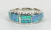 Native American Sterling Silver Opal Inlay Ring