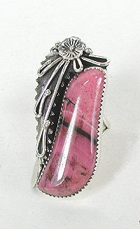 Navajo Sterling Silver Rhodochrosite  maiden ring