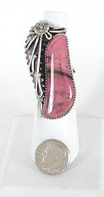 Navajo Sterling Silver Rhodochrosite  maiden ring