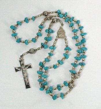 Navajo Sterling Silver and Turquoise Rosary