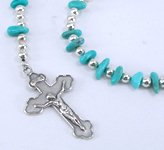Native American Indian sterling silver turquoise rosary
