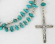 Native American Indian sterling silver turquoise rosary