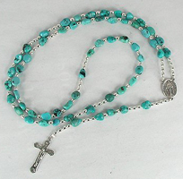 Native American Indian sterling silver turquoise rosary
