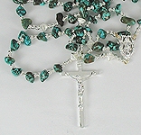 Native American Indian sterling silver plated malachite nugget rosary