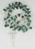 Native American Indian sterling silver plated malachite nugget rosary