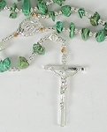 Native American Indian sterling silver plated malachite nugget rosary