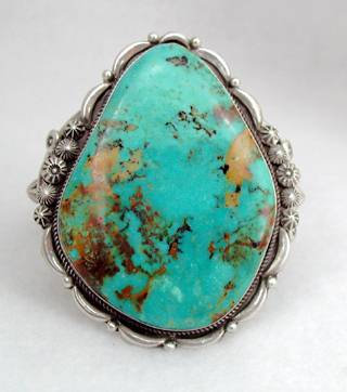 Tuquoise Mountain Bracelet and Pendant set made by Native American Indians, Sterling Silver