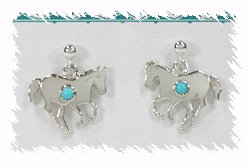 Hand made Native American Indian Jewelry; Navajo Sterling Silver Turquoise  horse Pendant
