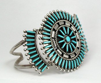 Native American Zuni Indian Needlepoint turquoise bracelet and ring