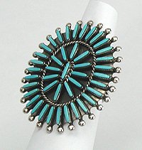 Native American Zuni Indian Needlepoint turquoise bracelet and ring