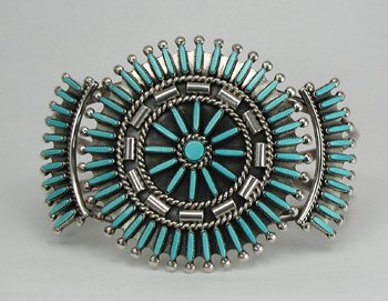 Native American Zuni Indian Needlepoint turquoise bracelet and ring