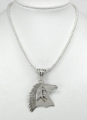 Native American Navajo Indian sterling silver horse head necklace and earrings set