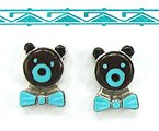 Navajo Sterling Silver turquoise bow tie bear pendant and earrings