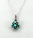 Navajo  Sterling Silver turquoise bow tie bear pendant and earrings