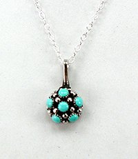 Navajo  Sterling Silver turquoise Turquoise Cluster pendant and earrings