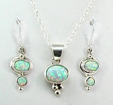 Navajo Opal and Sterling Silver Pendant and Earrings