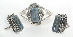 Navajo Lapis and Sterling Silver bracelet and ring