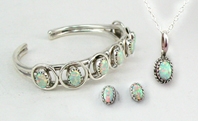 Navajo Opal and Sterling Silver Pendant and Earrings