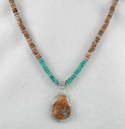 Tuquoise Mountain Bracelet and Pendant set made by Native American Indians, Sterling Silver