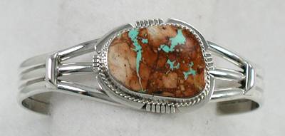 Tuquoise Mountain Bracelet and Pendant set made by Native American Indians, Sterling Silver