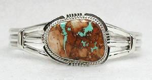 Tuquoise Mountain Bracelet and Pendant set made by Native American Indians, Sterling Silver