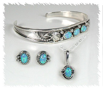 Native American Navajo Opal bracelet, pendant, earrings set