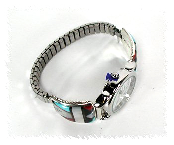 Hand made Native American Indian Jewelry; Zuni Sterling Silver Watch