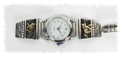 Hand made Native American Indian Jewelry; Navajo Sterling Silver Watch