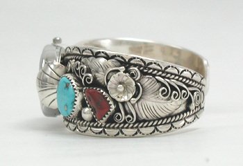 Hand made Native American Indian Jewelry; Zuni Sterling Silver Watch