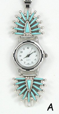 Hand made Native American Indian Jewelry; Zuni Sterling Silver Watch