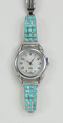 Hand made Native American Indian Jewelry; Zuni Sterling Silver Watch