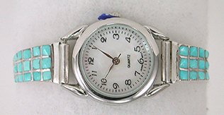 Hand made Native American Indian Jewelry; Zuni Sterling Silver Watch