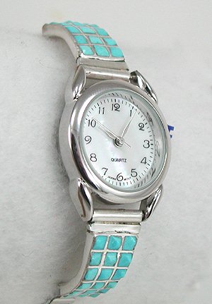 Hand made Native American Indian Jewelry; Zuni Sterling Silver Watch