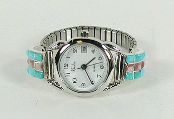 Hand made Native American Indian Jewelry; Zuni Sterling Silver Watch