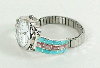 Hand made Native American Indian Jewelry; Zuni Sterling Silver Watch