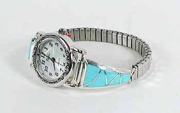 Hand made Native American Indian Jewelry; Zuni Sterling Silver Watch