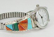 Hand made Native American Indian Jewelry; Navajo Sterling Silver watch bracelet