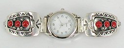 Hand made Native American Indian Jewelry; Navajo Sterling Silver watch bracelet