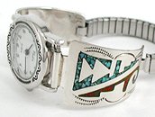 Hand made Native American Indian Jewelry; Navajo Sterling Silver watch bracelet