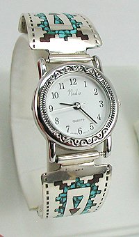 Native American Navajo Indian chip inlay ladies watch