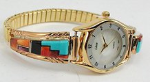 Hand made Native American Indian Jewelry; Navajo Sterling Silver watch bracelet