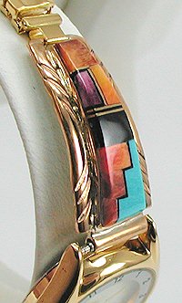 Native American Navajo Indian chip inlay ladies watch