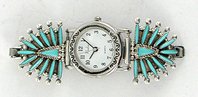 Hand made Native American Indian Jewelry; Navajo Sterling Silver watch bracelet