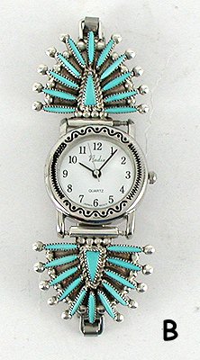 Hand made Native American Indian Jewelry; Zuni Sterling Silver Watch